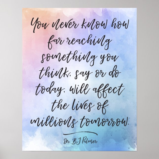 Dr B.J. Palmer Quote Calligraphy Watercolor Poster (Framsidan)