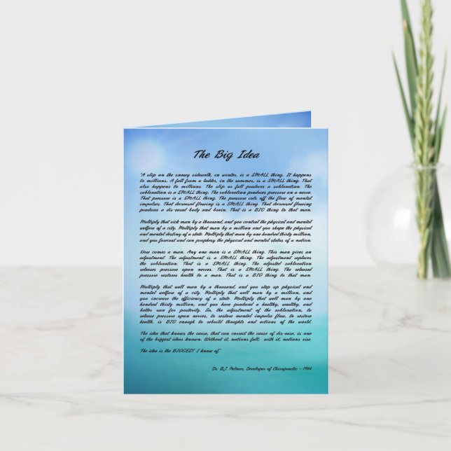 Dr B J Palmer "The Big Idea" Note Cards Kort (Framsida)