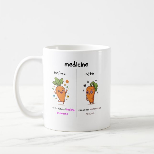 ​Dr. Carrot Before & After Med Funny Medical mug Kaffemugg (Vänster)