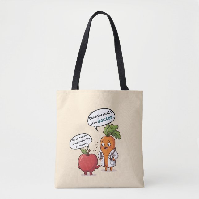 Dr. Carrot Series Funny Medical Pun Tote Bag  Tygkasse (Framsida)