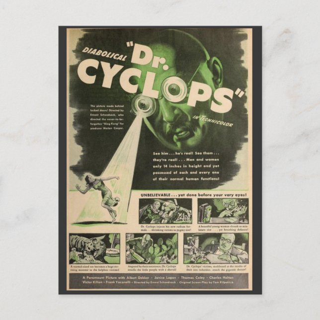 Dr. Cyclops Filmplakat Vykort (Framsida)