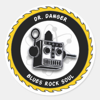 Dr Danger Robot Sticker Runt Klistermärke