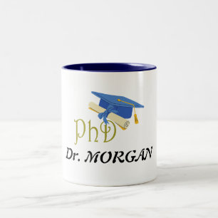 Dr. (Ditt namn) PhD Student Gratulerar Två-Tonad Mugg