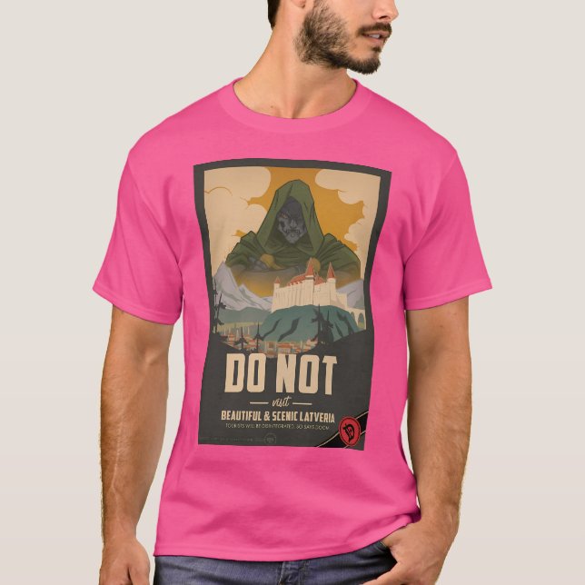 Dr Doom Psa Travel Poster T Shirt (Framsida)