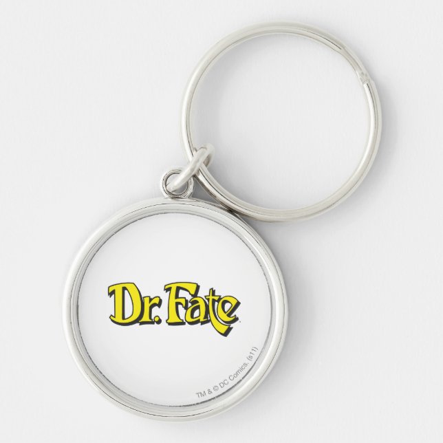 Dr. Fate Logotyp Rund Silverfärgad Nyckelring (Framsidan)