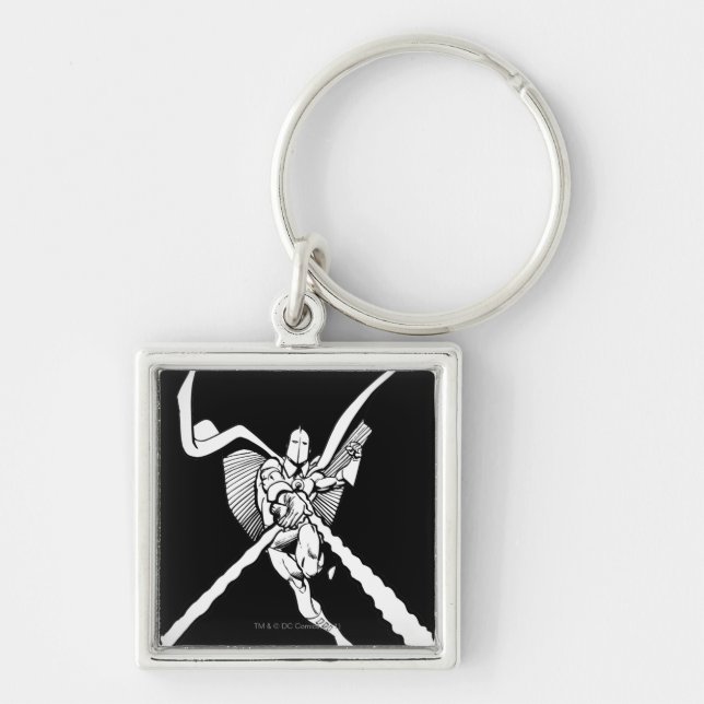 Dr. Fate Magic Outline Fyrkantig Silverfärgad Nyckelring (Framsidan)