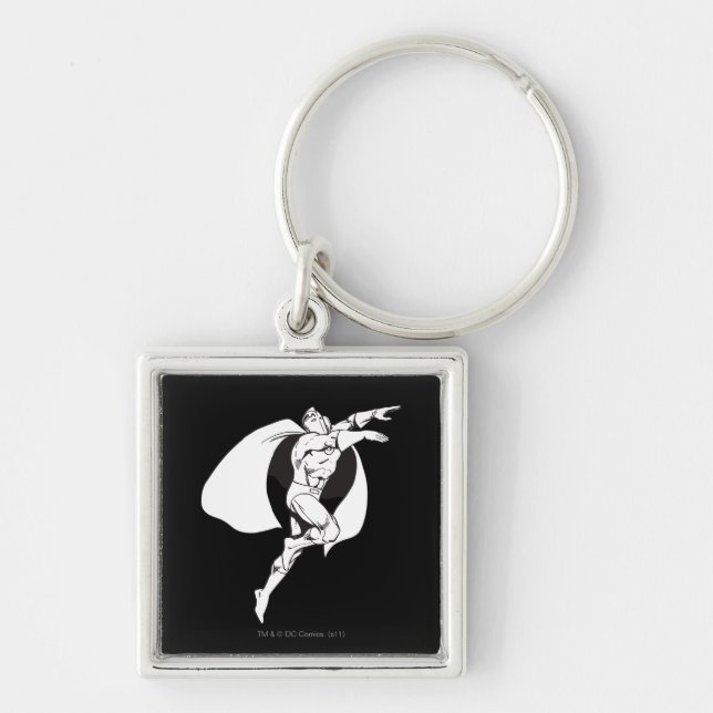 Dr Fate Soaring Outline Fyrkantig Silverfärgad Nyckelring (Framsidan)