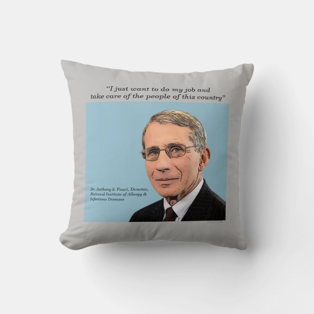 Dr Fauci, 2-sidig design, grått/blek blue, Kudde (Framsida)