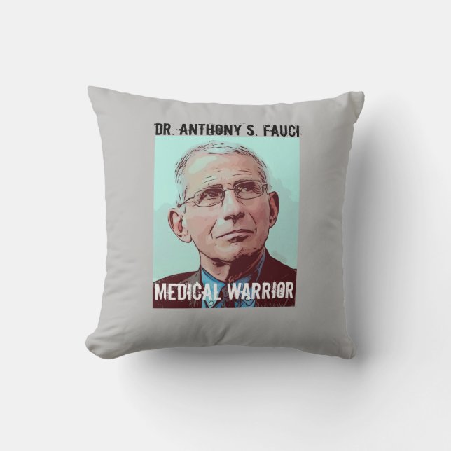 Dr Fauci, Medical Warrior, grått Kudde (Framsida)