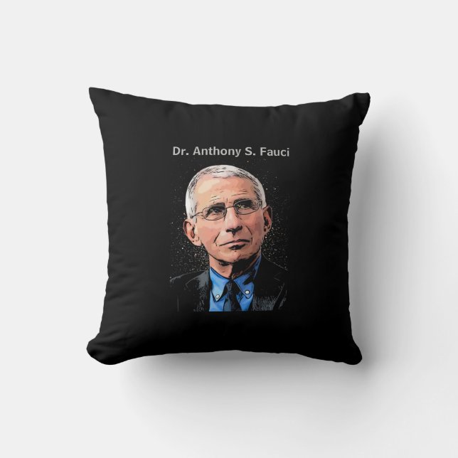 Dr Fauci, svart, tvåsidig design, Kudde (Framsida)