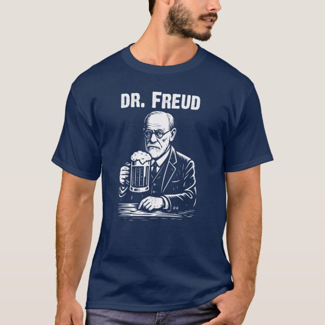 Dr Freud med Beer Illustration T Shirt (Framsida)