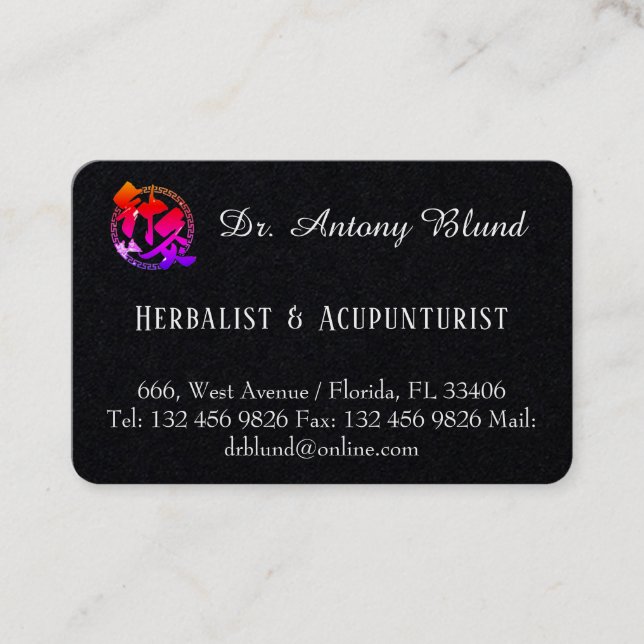 Dr Herbalist och Acupuncturist Minimalist Simple Visitkort (Framsida)