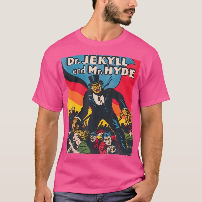 Dr Jekyll Hyde Art - Retro Halloween Monst T Shirt (Framsida)