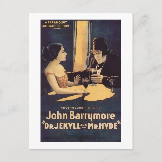 Dr Jekyll och Hyde Silent Horror Movie Vykort (Framsida)