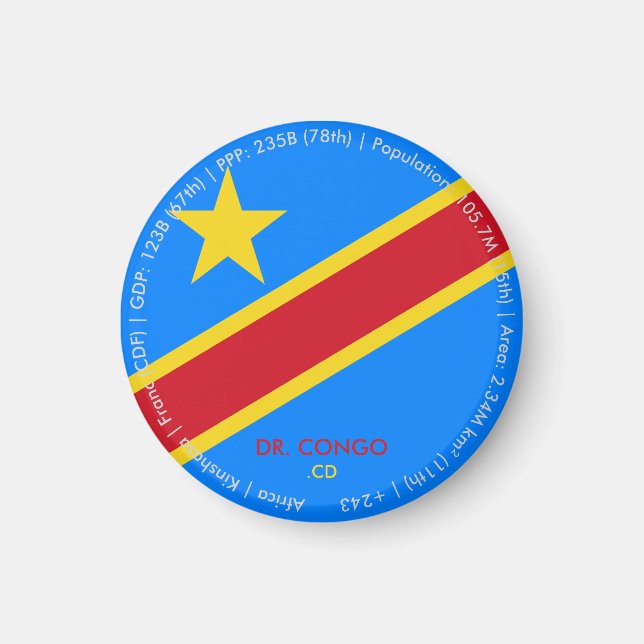 DR Kongo Flagga Magnet (Framsidan)