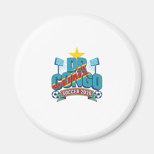 DR Kongo Fotboll 2026 Fotboll Fet Land Typografi Magnet (Framsidan)