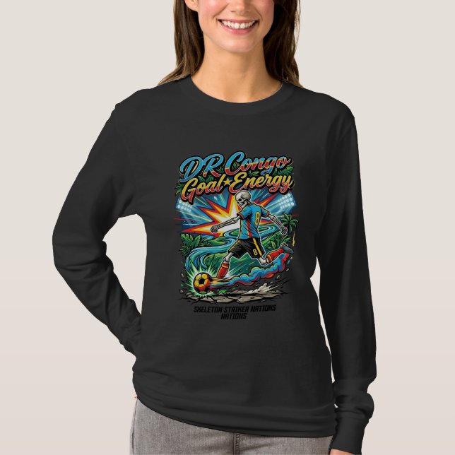 DR Kongo Mål Energi Skelett Anfallare Nationer Kre T Shirt (Framsida)