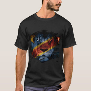 Dr-Kongoflodenflagga & afrikansk lejon bild T Shirt