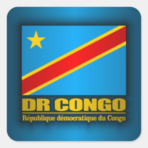Dr-Kongoflodenflagga Fyrkantigt Klistermärke