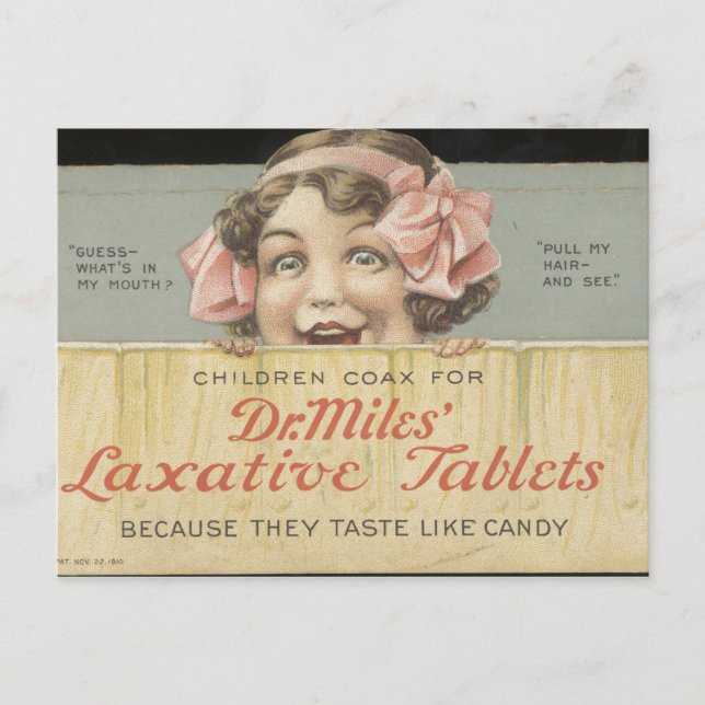 Dr Miles Laxative Tablets Ephemera Vykort (Framsida)