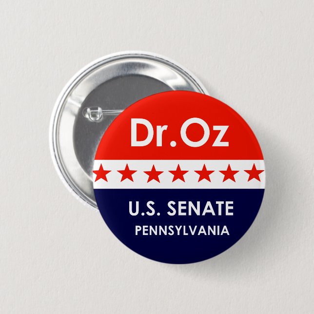 Dr Oz US Senate Pennsylvania Knapp (Framsida & baksida)