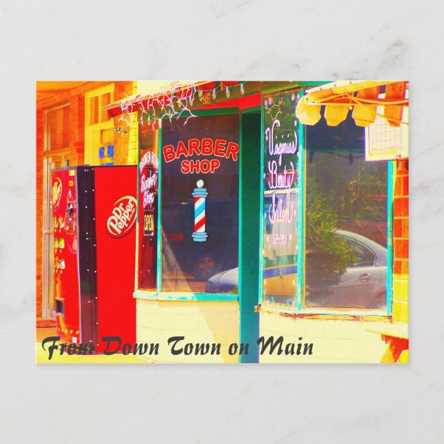 Dr Pepper och en frisyr Vykort (Framsida)