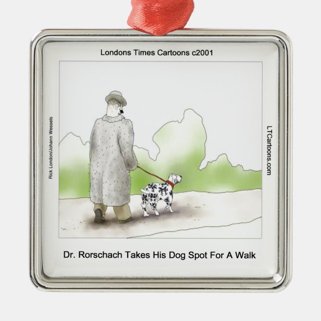 Dr Rorschach tar Hund Spot 4 A Walk Funny Julgransprydnad Metall (Framsidan)