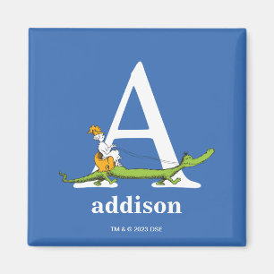 Dr. Seuss ABC: Bokstav A - Vit Lägg till ditt na Magnet