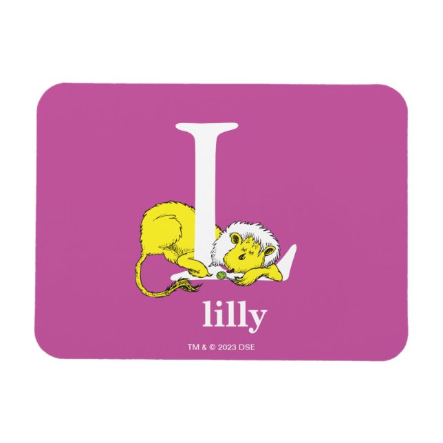 Dr. Seuss ABC: Bokstav L - Vit | Lägg till ditt na Magnet (Horisontell)