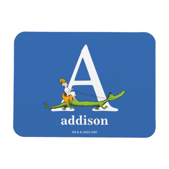 Dr Seuss ABC: Brev A - White | Lägg till ditt namn Magnet (Horisontell)