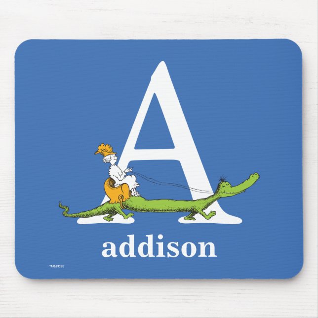 Dr Seuss ABC: Brev A - White | Lägg till ditt namn Musmatta (Framsidan)