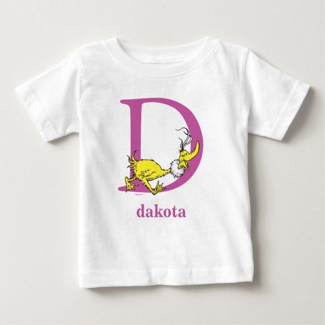 Dr Seuss ABC: BREV D - LILA | Lägg till ditt namn T-shirt (Framsida)