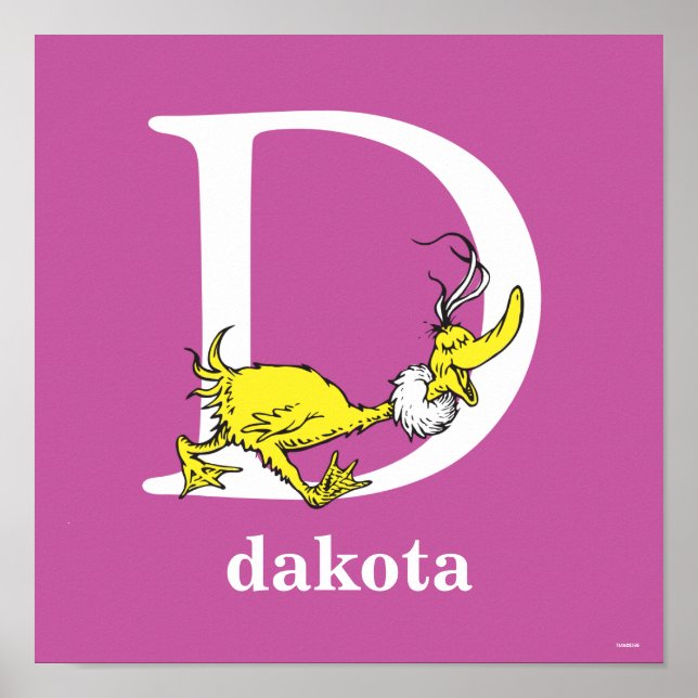 Dr Seuss ABC: Brev D - White | Lägg till ditt namn Poster (Framsidan)