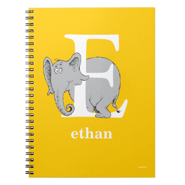 Dr Seuss ABC: Brev E - White | Lägg till ditt namn Anteckningsbok (Framsidan)