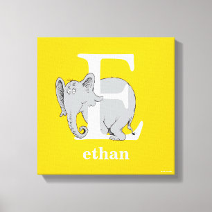 Dr Seuss ABC: Brev E - White Lägg till ditt namn Canvastryck