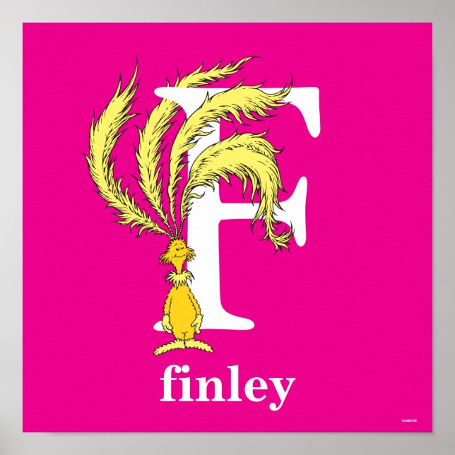 Dr Seuss ABC: Brev F - White | Lägg till ditt namn Poster (Framsidan)