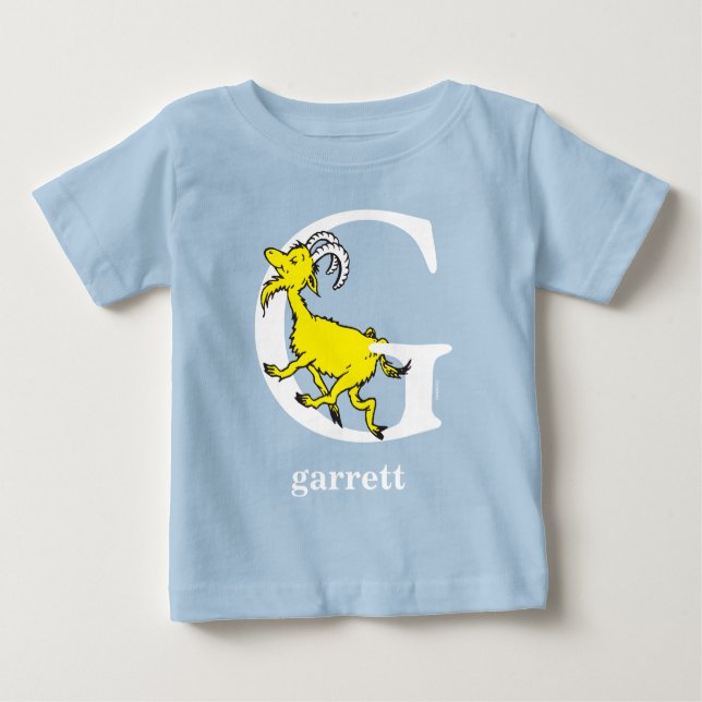 Dr Seuss ABC: Brev G - vit| Lägg till ditt namn T Shirt (Framsida)