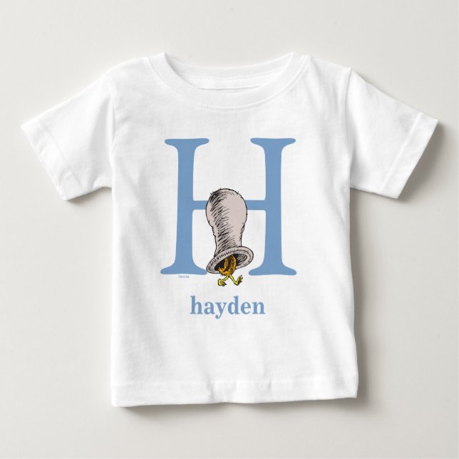 Dr Seuss ABC: Brev H - Blue | Lägg till ditt namn Tee Shirt (Framsida)