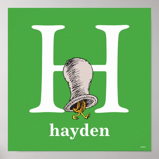 Dr Seuss ABC: Brev H - White | Lägg till ditt namn Poster (Framsidan)