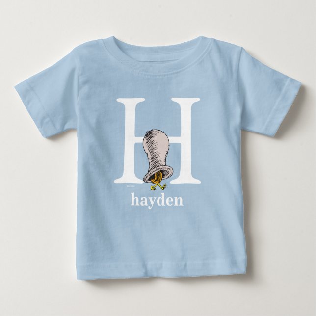 Dr Seuss ABC: Brev H - White | Lägg till ditt namn T-shirt (Framsida)