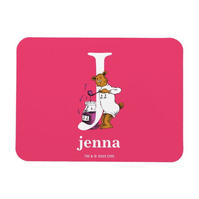 Dr Seuss ABC: Brev J - White | Lägg till ditt namn Magnet (Horisontell)