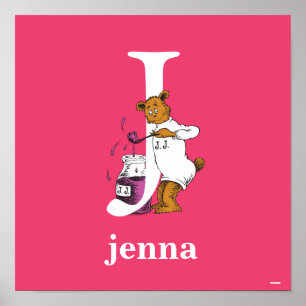 Dr Seuss ABC: Brev J - White Lägg till ditt namn Poster