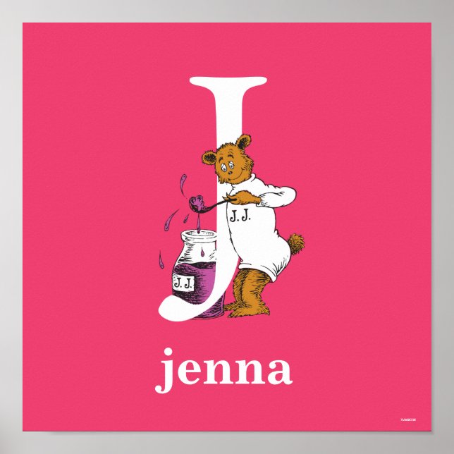 Dr Seuss ABC: Brev J - White | Lägg till ditt namn Poster (Framsidan)