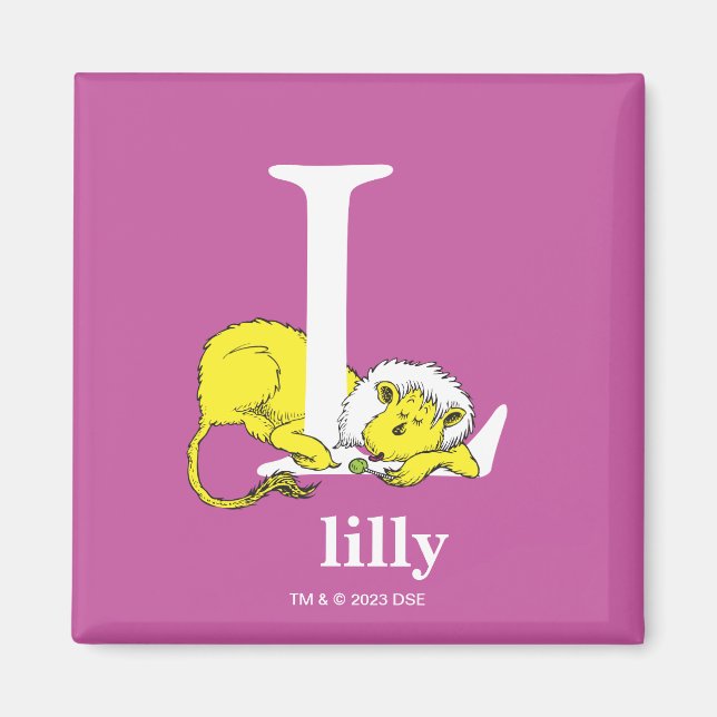 Dr Seuss ABC: Brev L - White | Lägg till ditt namn Magnet (Framsidan)