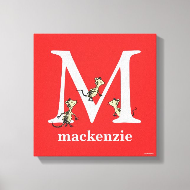 Dr Seuss ABC: Brev M - White | Lägg till ditt namn Canvastryck (Framsida)