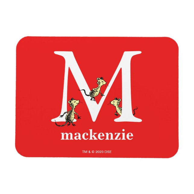 Dr Seuss ABC: Brev M - White | Lägg till ditt namn Magnet (Horisontell)