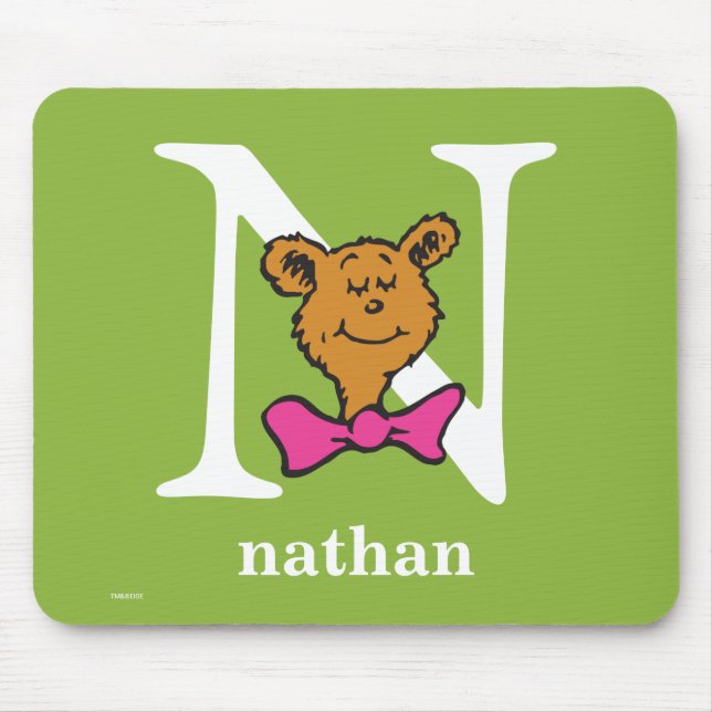 Dr Seuss ABC: Brev N - White | Lägg till ditt namn Musmatta (Framsidan)