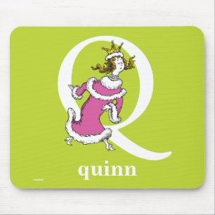 Dr Seuss ABC: Brev Q - White Lägg till ditt namn Musmatta