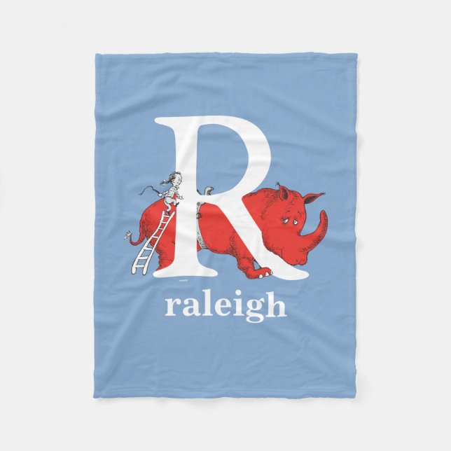 Dr Seuss ABC: Brev R - White | Lägg till ditt namn Fleecefilt (Framsidan)