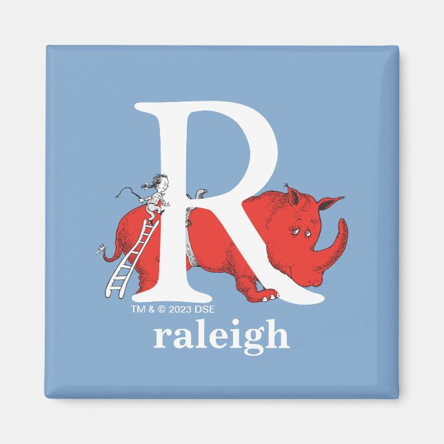 Dr Seuss ABC: Brev R - White | Lägg till ditt namn Magnet (Framsidan)